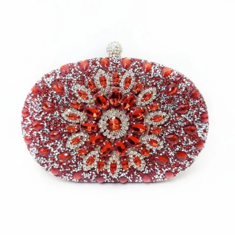 Elegant Red Crystal Clutch